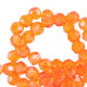 Abalorios de vidrio redondos facetados 4mm - Naranja cálida confortante-revestimiento pearl shine